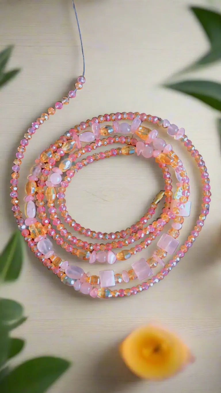Rose Quartz Gemstone Waist Beads Ascension with Endora LLC